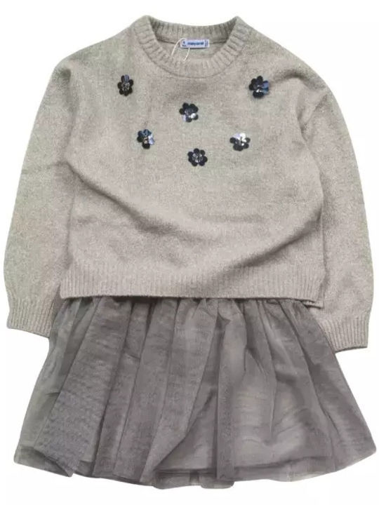 Children's Dress Long Sleeve Knitted Silver