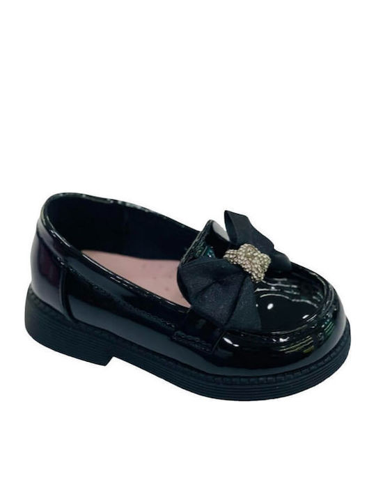 Girls Patent Leather Moccasins Black