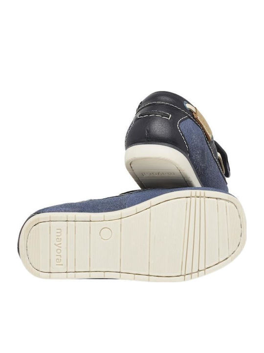 Boys Leather Moccasins with Velcro Blue