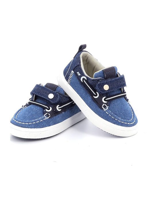 Boys Fabric Moccasins with Velcro Navy Blue