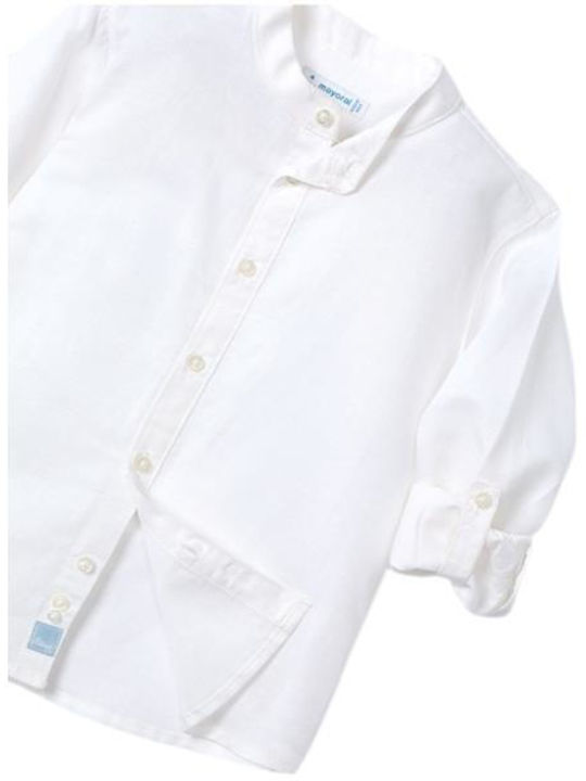 Kids Shirt Long Sleeve Linen White