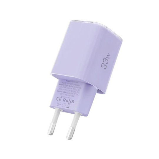 Tech-Protect Charger Without Cable with USB-A Port and USB-C Port 33W Power Delivery / Quick Charge 3.0 Baby Purple (NCM33)