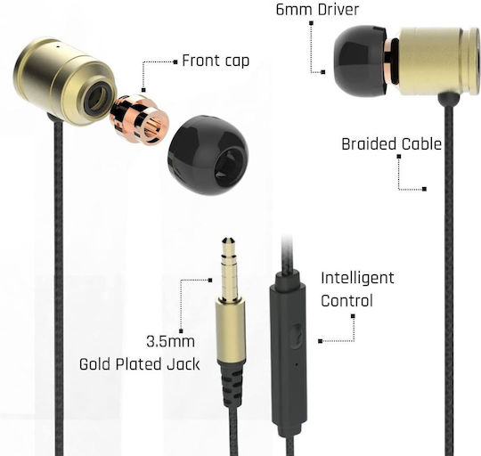 KWORLD In-Ear Freisprecheinrichtung Kopfhörer mit Stecker 3.5mm Gold