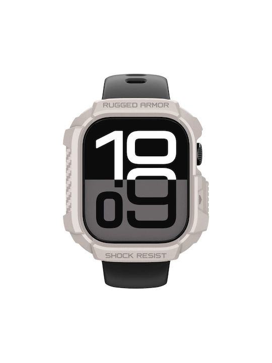 Spigen Rugged Armor Силиконов Калъф в Бежов цвят за Apple Watch 10, Apple Watch 11, 42 мм