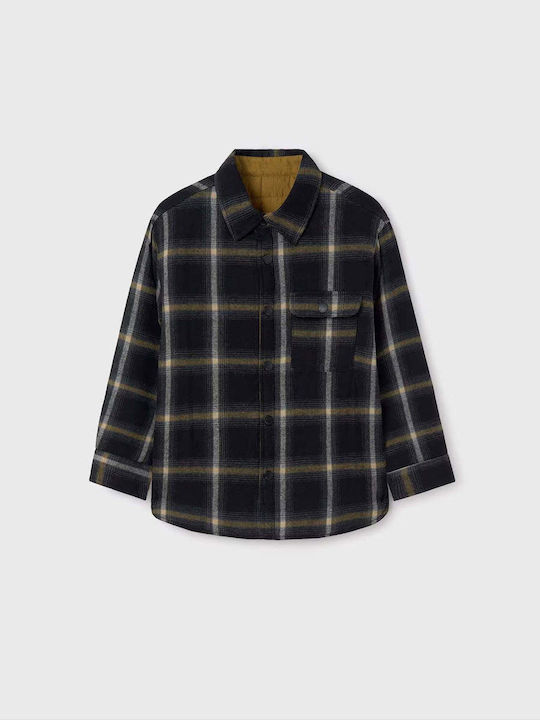 Kids Checked Shirt Long Sleeve Black