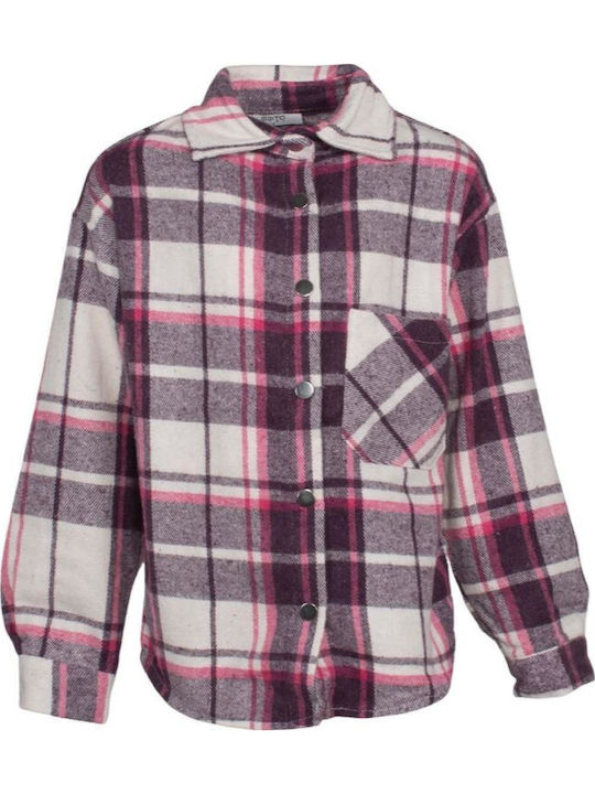 Kids Checked Shirt Long Sleeve White