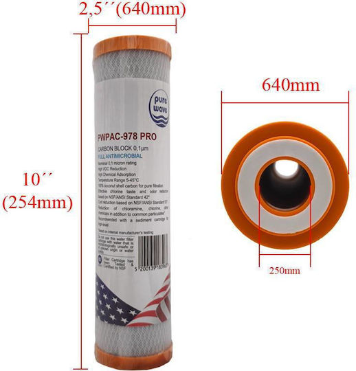 Water Filter Replacement for Faucet made of Activated Carbon 0.1 μm