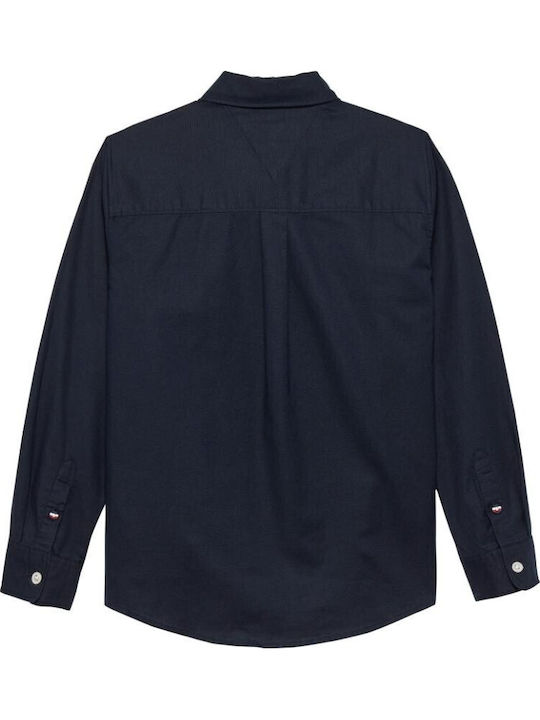 Kids Shirt Long Sleeve Dark Blue Essential Oxford