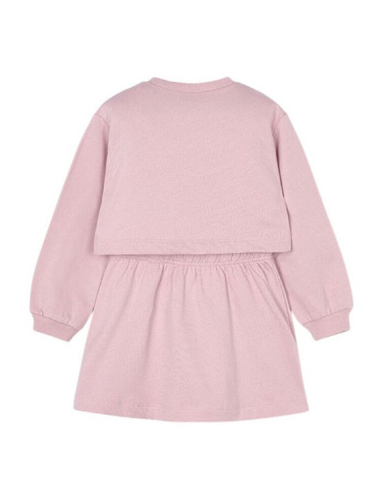 Mädchenkleid Mädchenkleider Langärmeliges Futter Set aus 2 mit Deckel Rosa