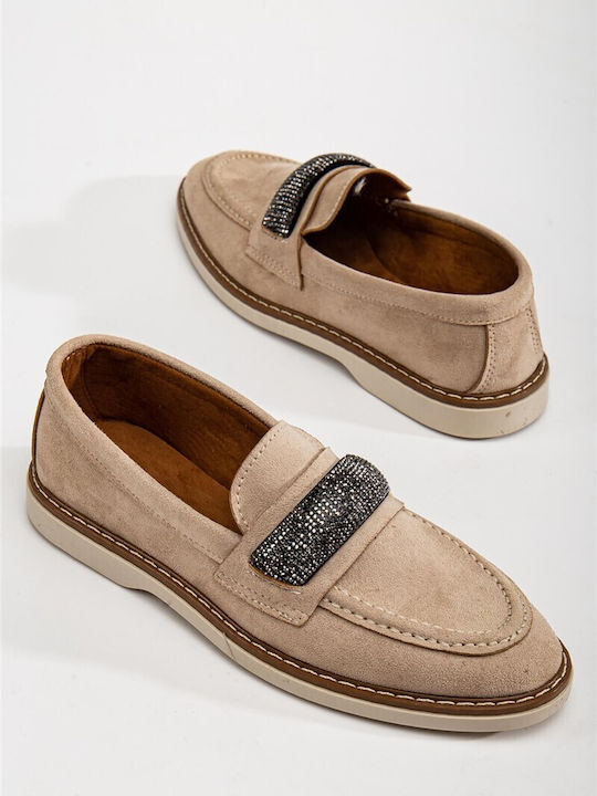 Women's Loafers in Beige Color