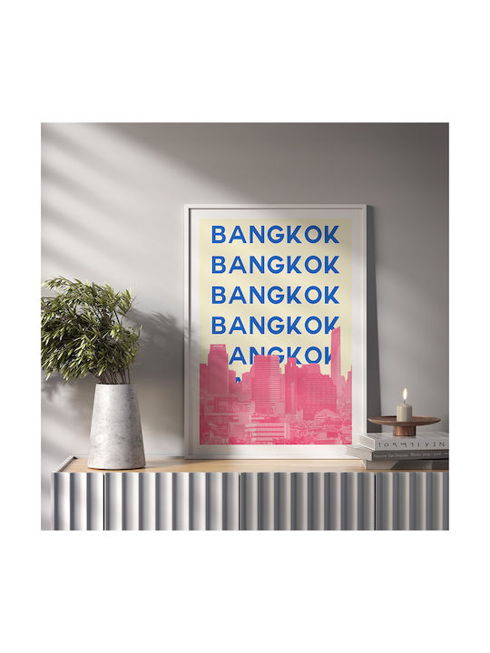 Poster Bangkok Pop Art Pst25520 50cm X 70cm Frame Dark Natural Wood Brown