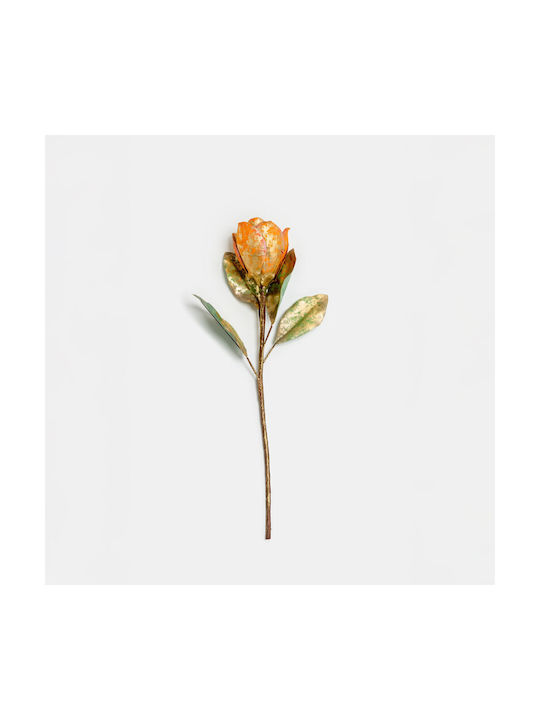 Magnolia Λουλουδι Τεχνητο Υφασμα Pvc Terracotta Κιτρινο Πρασινο 58 Σετ 12 Τμχ 030776 Υφασμα Pvc