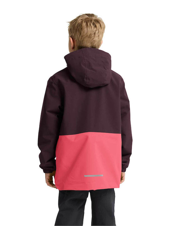 Waterproof Kids Casual Short Windproof Jacket with Lining and Hood Pink