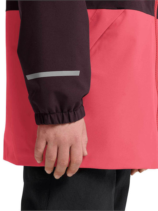 Waterproof Kids Casual Short Windproof Jacket with Lining and Hood Pink