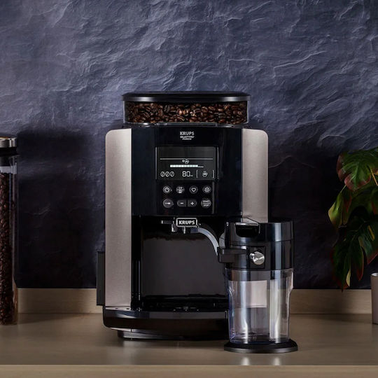 Krups Arabica Latte Quattro Force Автоматична Еспресо Кафемашина 1450W Налягане 15bar за Cappuccino с Мелачка Сив EA819E10