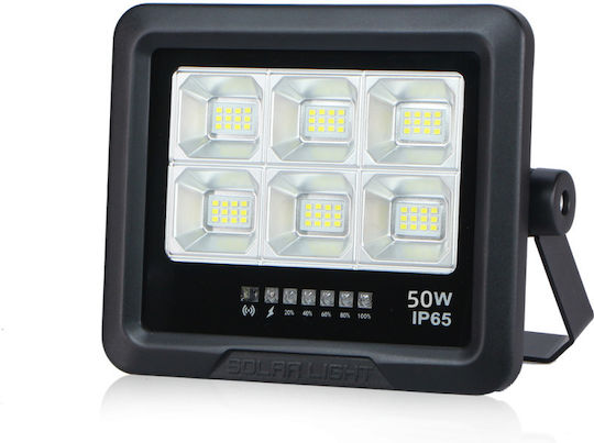 Lightplanet Ηλιακός Προβολέας LED 50W Ψυχρό Λευκό 6500K με Τηλεχειριστήριο
