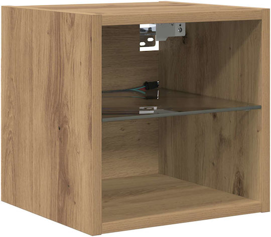 TV Stand made of Wood and Glass with LED Lighting Brown 30x28.5x30cm