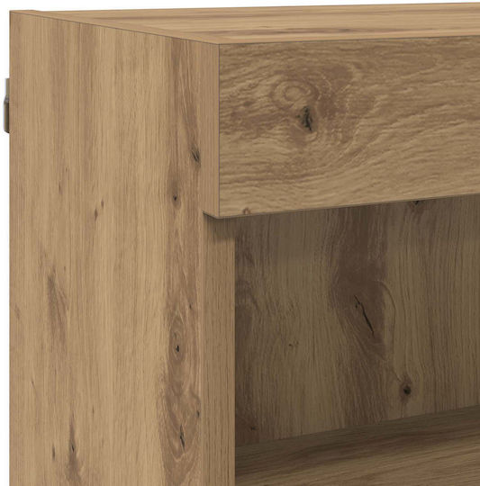 TV Stand made of Wood and Glass with LED Lighting Brown 30x28.5x30cm