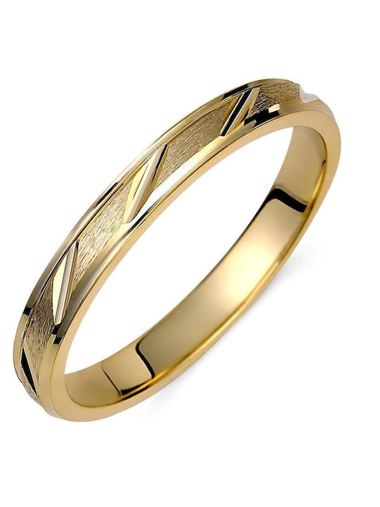Valauro – Eheringe Gold 9k Mit Relief Diagonales Design – 3.00mm