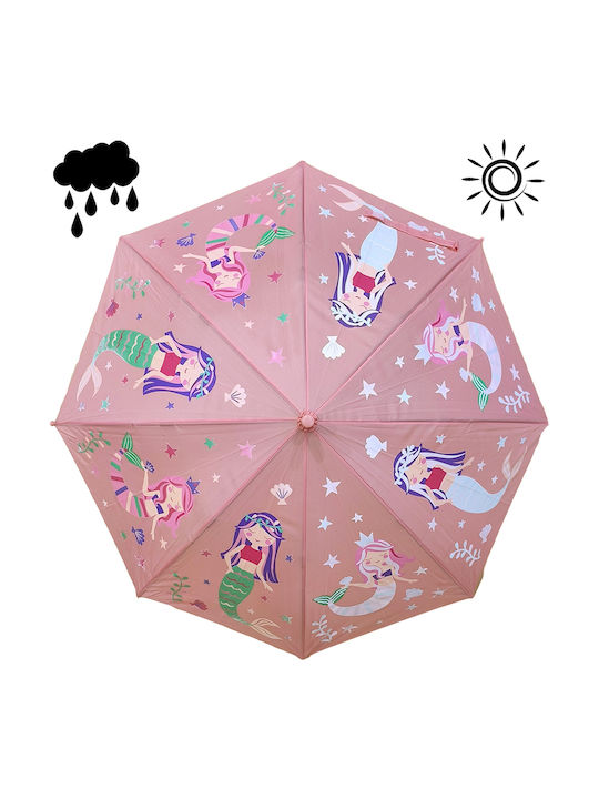 Gift-Me Kids Curved Handle Auto-Open Umbrella with Diameter 67cm Pink