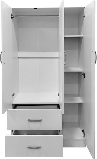 Dreifachtür Kleiderschrank Athos White Shade 90x42x180cm