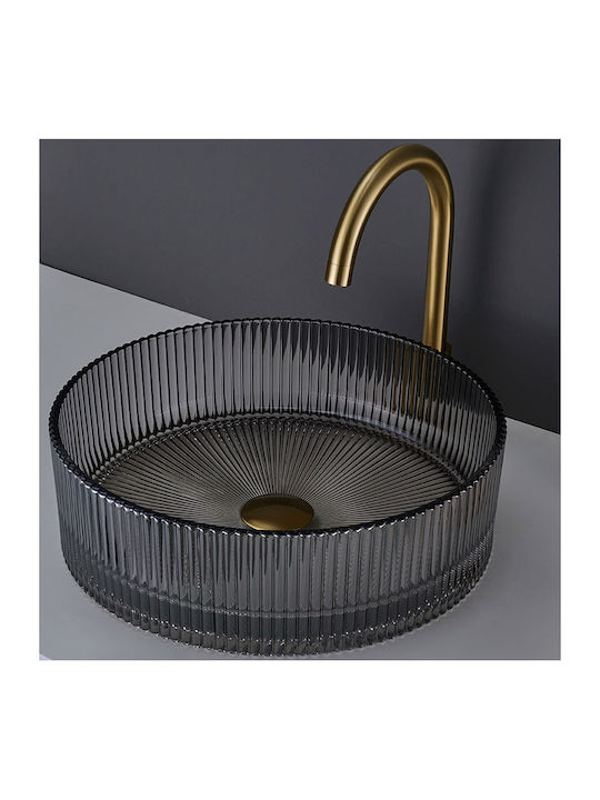 Voss Deasupra Blatului Chiuvetă Sticlă 40x40x12cm Glass Grey