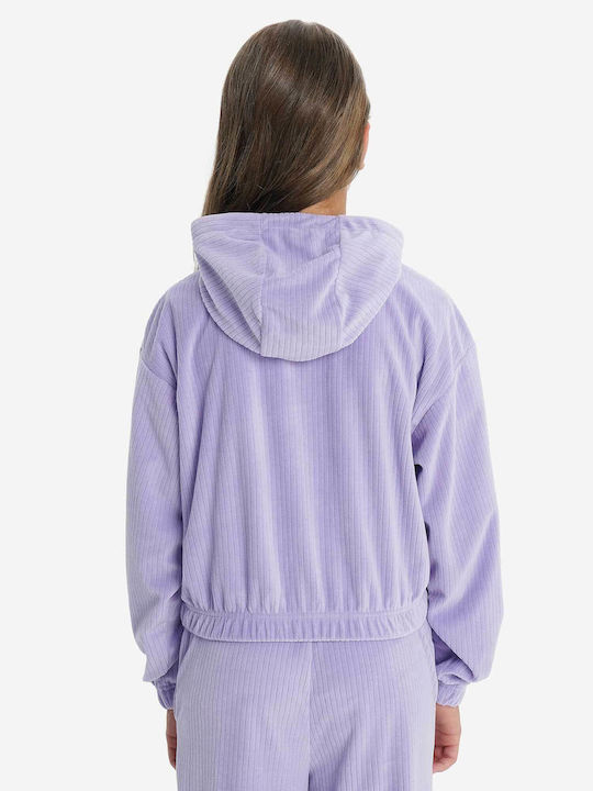 Athletic Kids Cardigan with Hood Purple