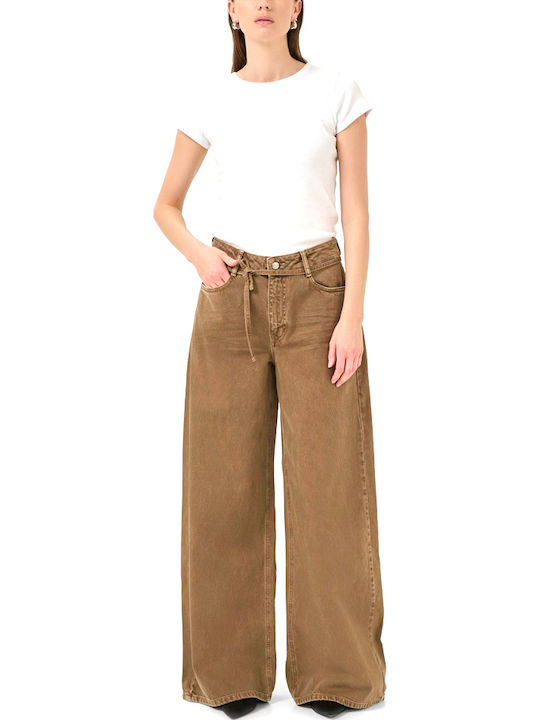 Women's Jean Pants in Wide Fit Brown