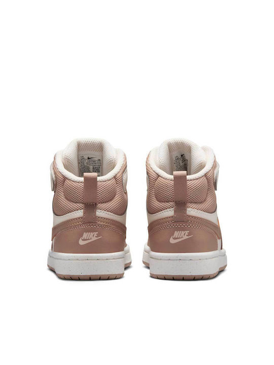 Court Borough Low Kids Sneakers with Hoop & Loop Closure Beige