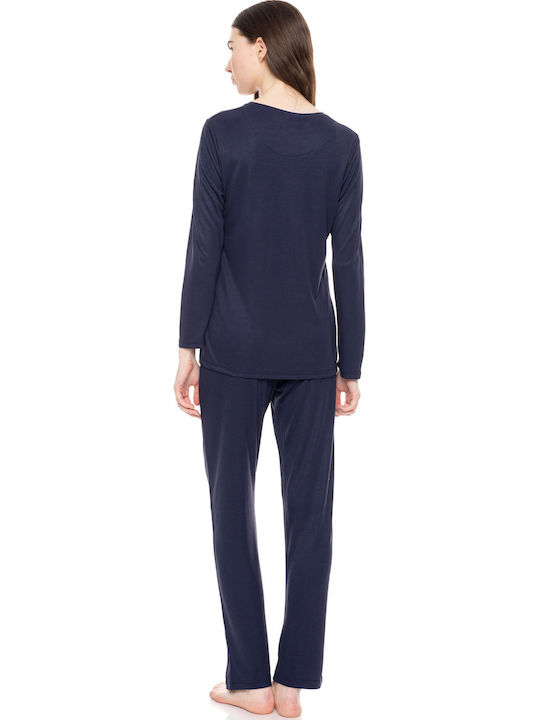 Pink Label Winter Damen Pyjama-Set Yacht Blue