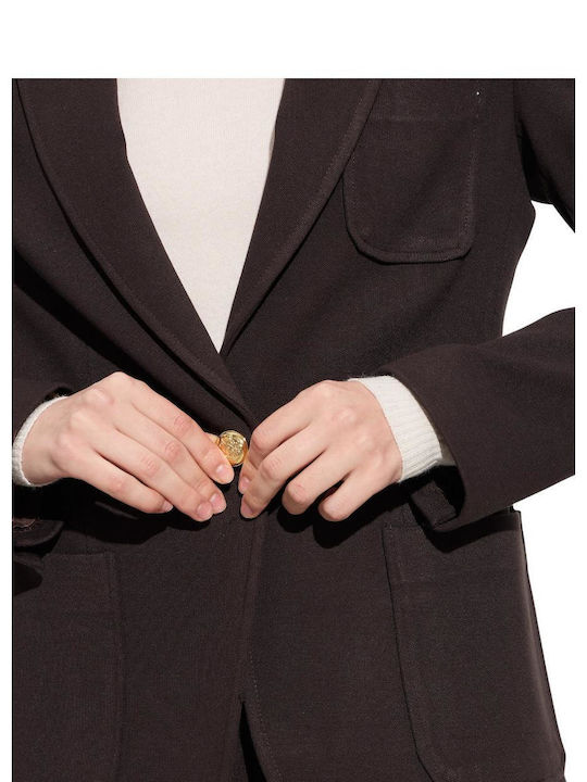 Passager Lung Blazer pentru femei Sacou Brown