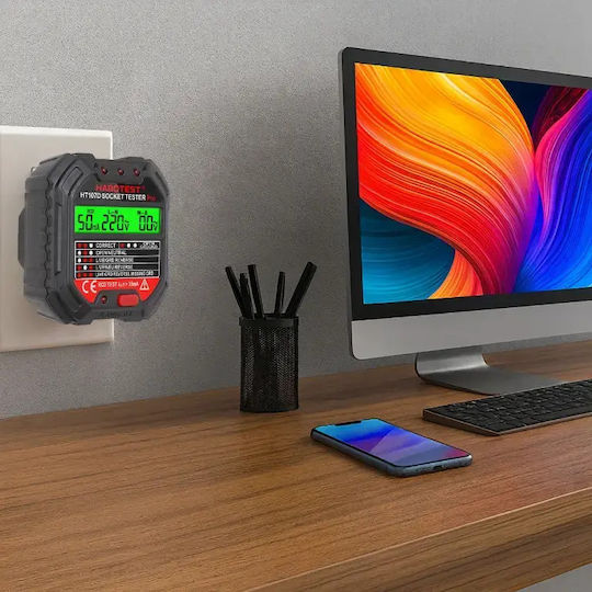 Rcd Voltage Tester Socket Zola Led Display >30 Ma 48-250v 45-65 Hz Fireproof Abs Black