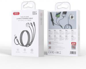 XO Geflochten USB zu Typ-C,TC-TC / Blitzschlag Kabel Schwarz 1.2m (249-0253)