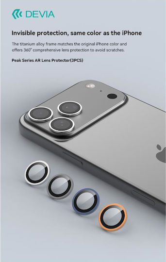 Devia Peak Προστασία Κάμερας Tempered Glass Μπλε για το iPhone 16 Pro, 16 Pro Max, 17 Pro, 17 Pro Max