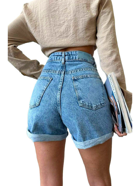 Γυναικείο Τζιν Ψηλόμεσο Σορτς Washed Blue