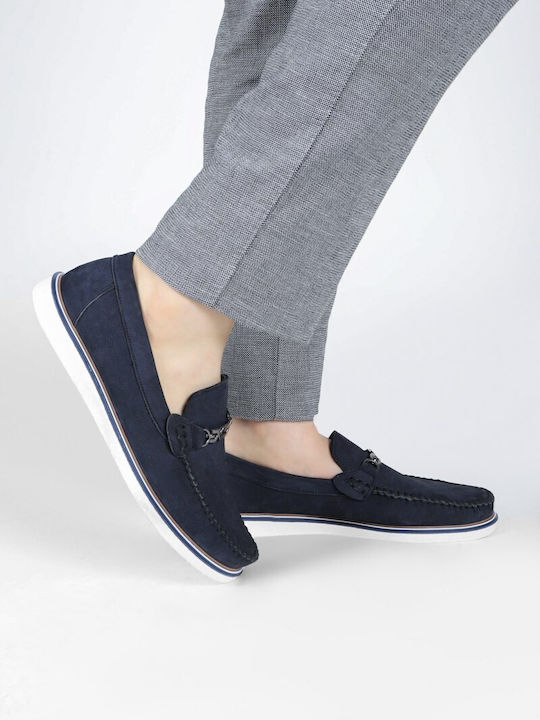 Leder Herren Mokassins in Blau Farbe