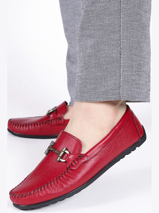 Men's Leather Moccasins Red