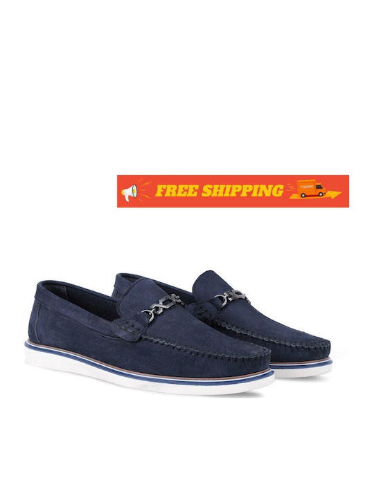 Leder Herren Mokassins in Blau Farbe