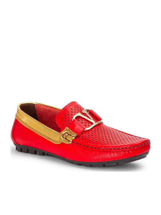 Men's Leather Moccasins Red