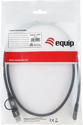 Equip USB 3.2 Cable USB-C male - USB-A / USB-C 100W PD Μαύρο 1m 128431