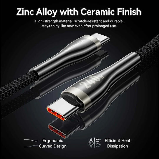 Vention Vention USB 2.0 Cable USB-C Male - USB-C 240W PD Black 1.2m