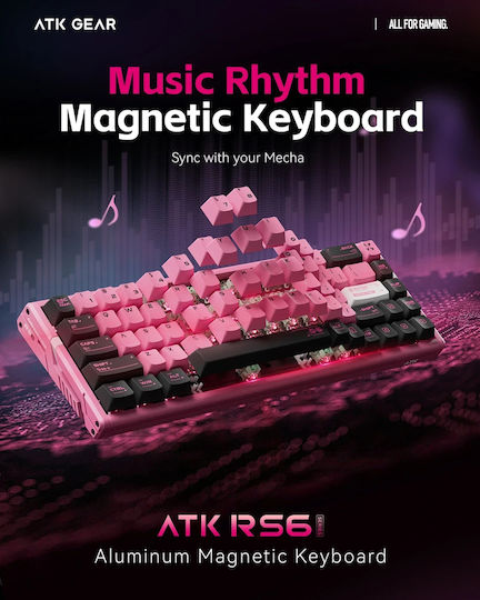 ATK RS6 - 8K Гейминг Механична Клавиатура 65% с Gateron Magnetic Jade Pro суичове и RGB подсветка (Английски US) Черен