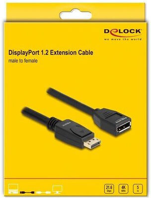 DeLock Cable DisplayPort male - DisplayPort female 5m Μαύρο (80004)