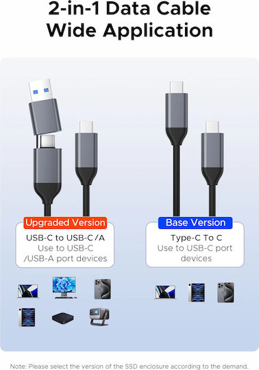 Orico Case for Hard Drive M.2 SATA III with Connection SATA USB 3.2 USB 3.1 USB 3.0 Type-C Silver