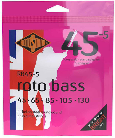 Rotosound Roto Bass Set of Nickel Wound Bass Strings 45 - 130" Standard 5-String
