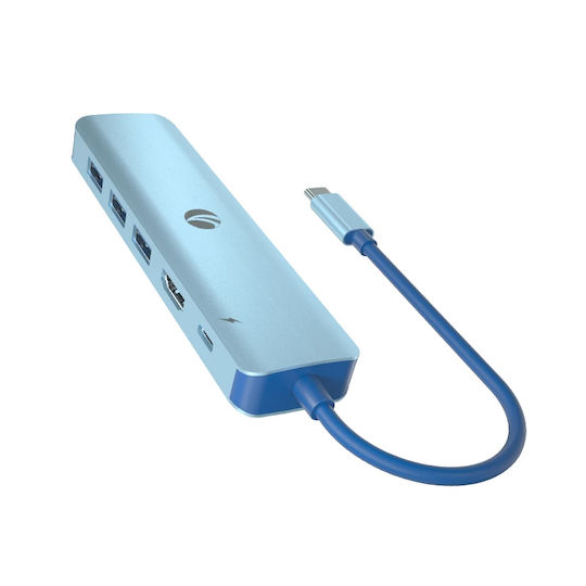 VCOM 6-in-1 USB-C Docking Station with HDMI 4K PD Ethernet Blue