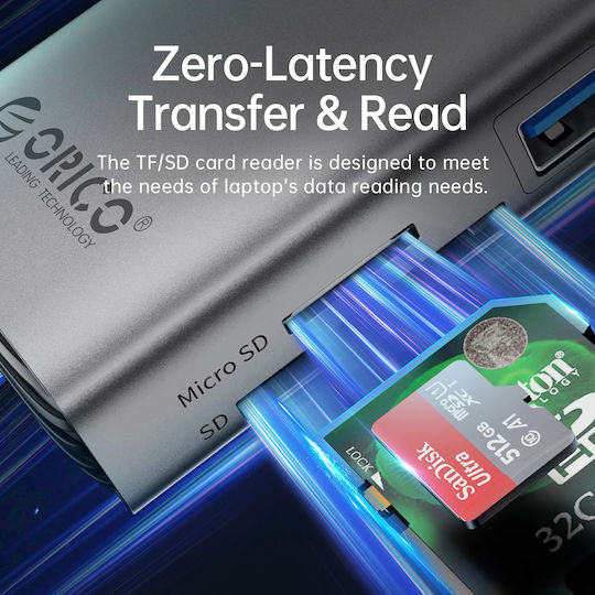 Orico USB-C Докинг станция с HDMI 4K PD Ethernet Сив (PW11-8PC-GY-EP)