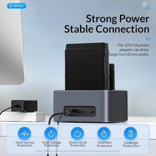 Orico Hard Drive Docking Station SATA 2.5" / 3.5" with Connection USB-C (ORICO-6626C3-C-V1-EU-GY-BP-HU)