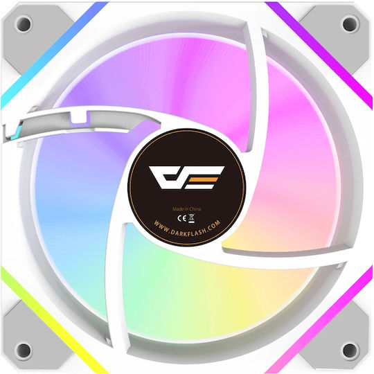 Darkflash DM12 Pro Reverse Blade Case Fan 120mm with ARGB Lighting and 4-Pin PWM Connection White