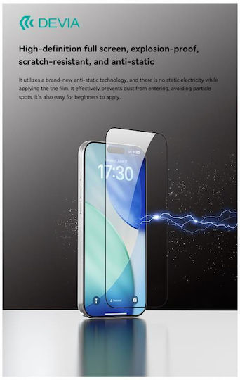 Devia Tempered Glass Μαύρο (iPhone 17 / 17 Pro / 16 Pro)